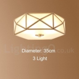 Pure Brass Rustic Lodge Nordic Style Infälld Taklampa Med Glasskärm