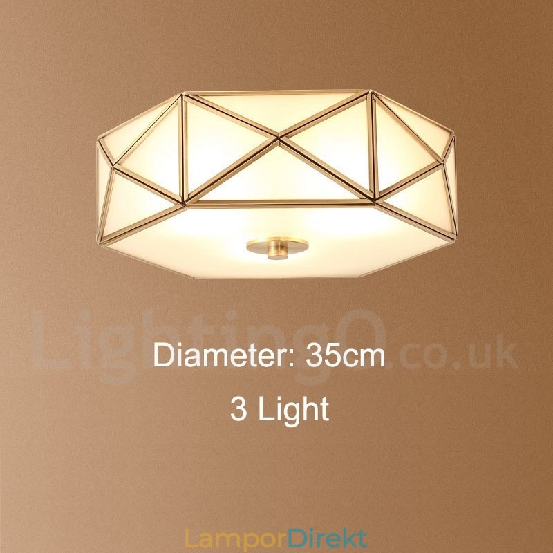 Pure Brass Rustic Lodge Nordic Style Infälld Taklampa Med Glasskärm
