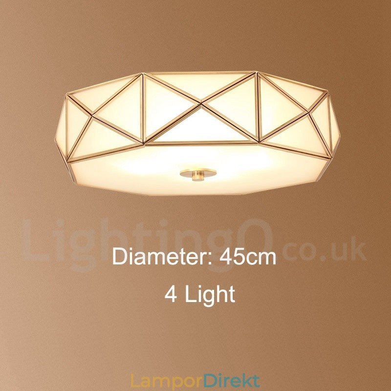 Pure Brass Rustic Lodge Nordic Style Infälld Taklampa Med Glasskärm