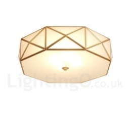 Pure Brass Rustic Lodge Nordic Style Infälld Taklampa Med Glasskärm