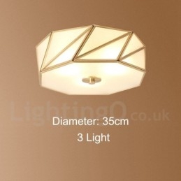 Pure Brass Rustic Lodge Nordic Style Infälld Taklampa Med Glasskärm