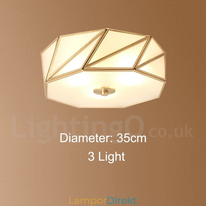 Pure Brass Rustic Lodge Nordic Style Infälld Taklampa Med Glasskärm