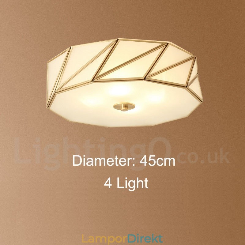 Pure Brass Rustic Lodge Nordic Style Infälld Taklampa Med Glasskärm