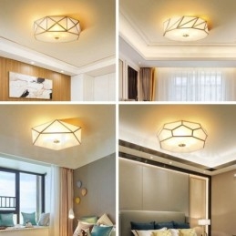Pure Brass Rustic Lodge Nordic Style Infälld Taklampa Med Glasskärm