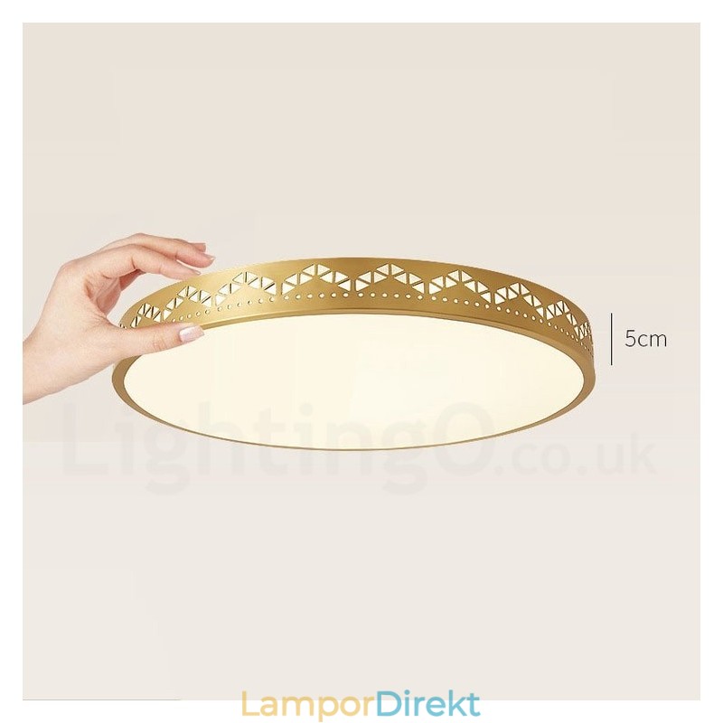 Rund Ren Mässing Modern Modern Nordisk Stil Infälld Taklampa Med Akrylskärm