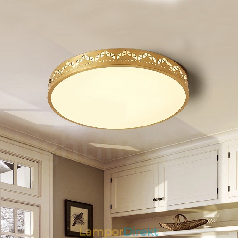 Rund Ren Mässing Modern Modern Nordisk Stil Infälld Taklampa Med Akrylskärm