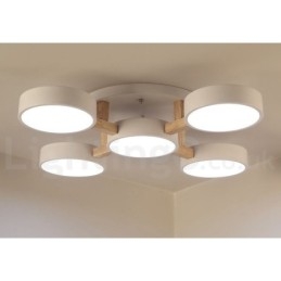 Trä Ljuskrona Modern Samtida Nordisk Stil Infälld Taklampa Med Akrylskärm