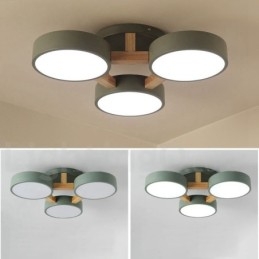Trä Ljuskrona Modern Samtida Nordisk Stil Infälld Taklampa Med Akrylskärm