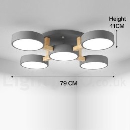 Trä Ljuskrona Modern Samtida Nordisk Stil Infälld Taklampa Med Akrylskärm