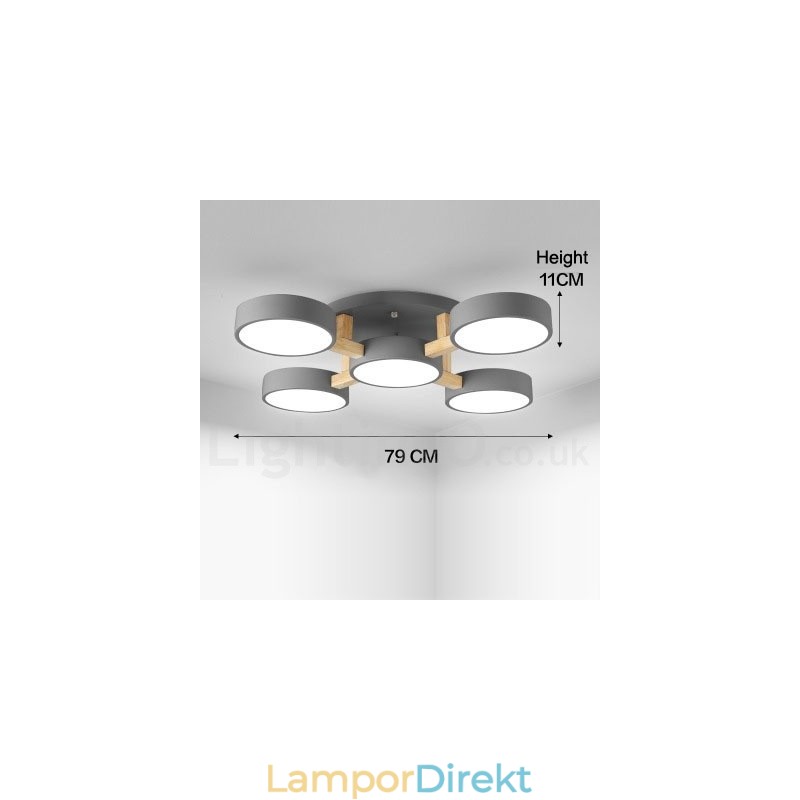Trä Ljuskrona Modern Samtida Nordisk Stil Infälld Taklampa Med Akrylskärm