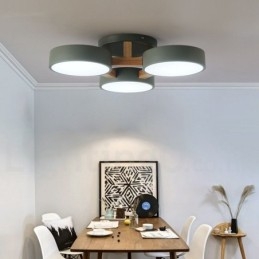 Trä Ljuskrona Modern Samtida Nordisk Stil Infälld Taklampa Med Akrylskärm