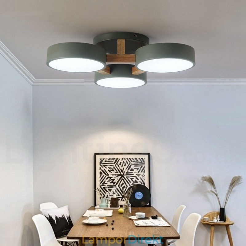 Trä Ljuskrona Modern Samtida Nordisk Stil Infälld Taklampa Med Akrylskärm