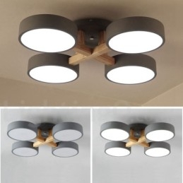 Trä Ljuskrona Modern Samtida Nordisk Stil Infälld Taklampa Med Akrylskärm