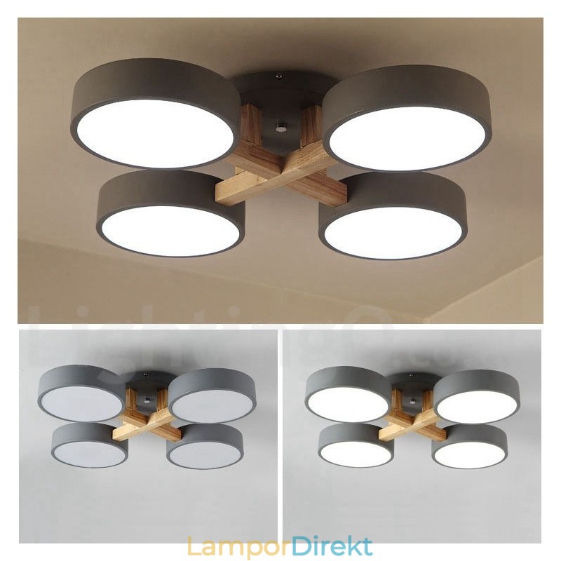 Trä Ljuskrona Modern Samtida Nordisk Stil Infälld Taklampa Med Akrylskärm