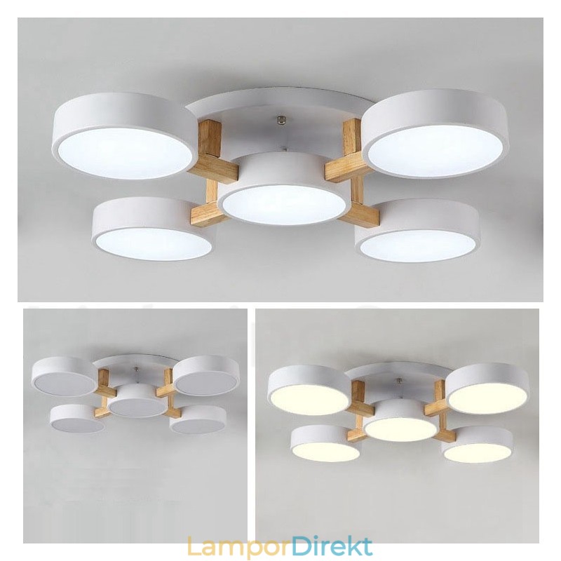 Trä Ljuskrona Modern Samtida Nordisk Stil Infälld Taklampa Med Akrylskärm