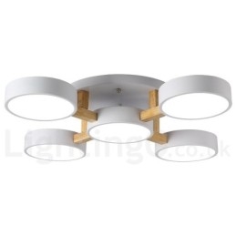 Trä Ljuskrona Modern Samtida Nordisk Stil Infälld Taklampa Med Akrylskärm