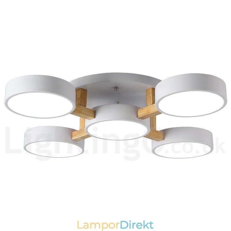 Trä Ljuskrona Modern Samtida Nordisk Stil Infälld Taklampa Med Akrylskärm