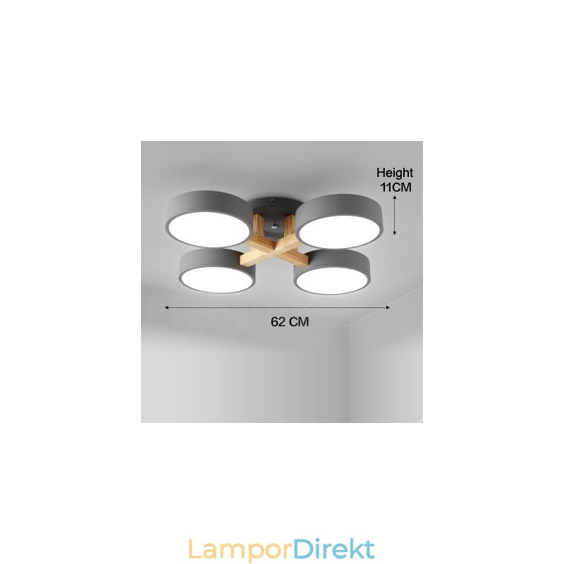 Trä Ljuskrona Modern Samtida Nordisk Stil Infälld Taklampa Med Akrylskärm