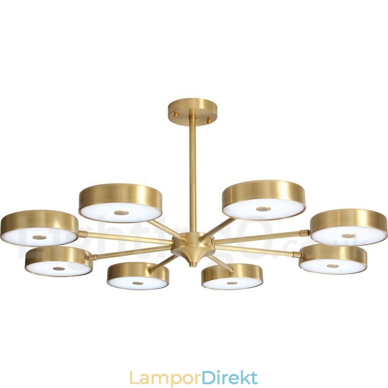 Ren Mässing Rustik Lodge Roterbar Ljuskrona Med Akrylskärmar