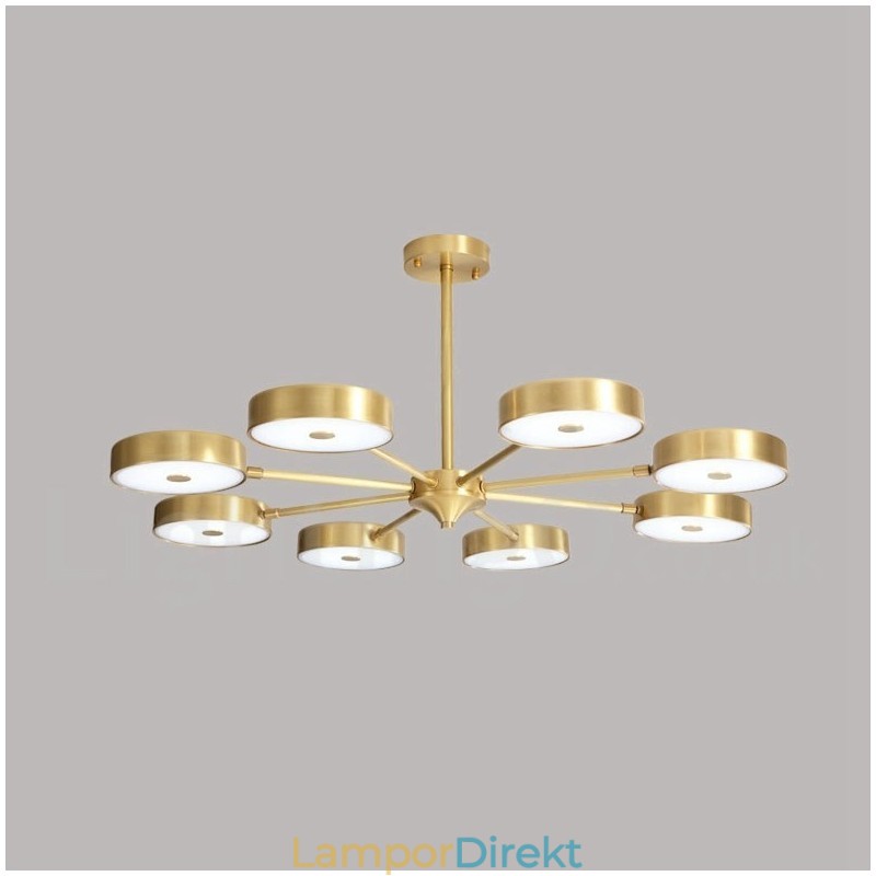 Ren Mässing Rustik Lodge Roterbar Ljuskrona Med Akrylskärmar