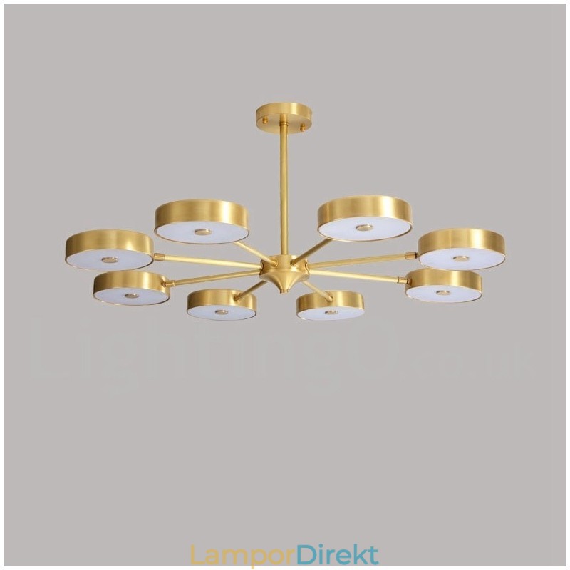 Ren Mässing Rustik Lodge Roterbar Ljuskrona Med Akrylskärmar