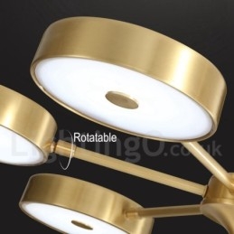 Ren Mässing Rustik Lodge Roterbar Ljuskrona Med Akrylskärmar