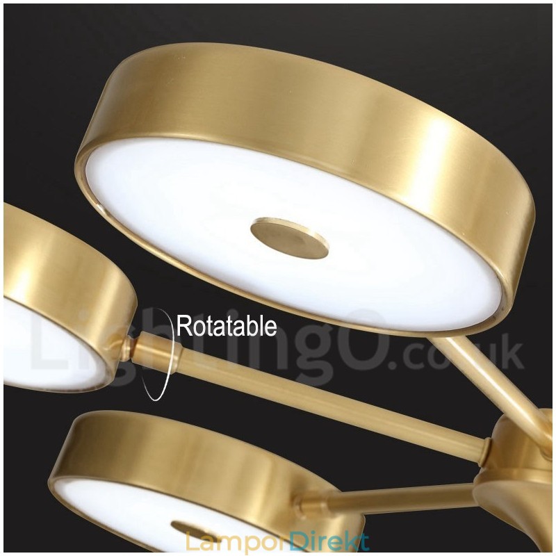 Ren Mässing Rustik Lodge Roterbar Ljuskrona Med Akrylskärmar