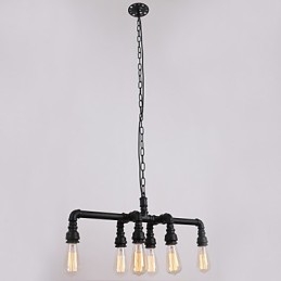 Water Pipe Retro Plating 6Light Painting Pendel