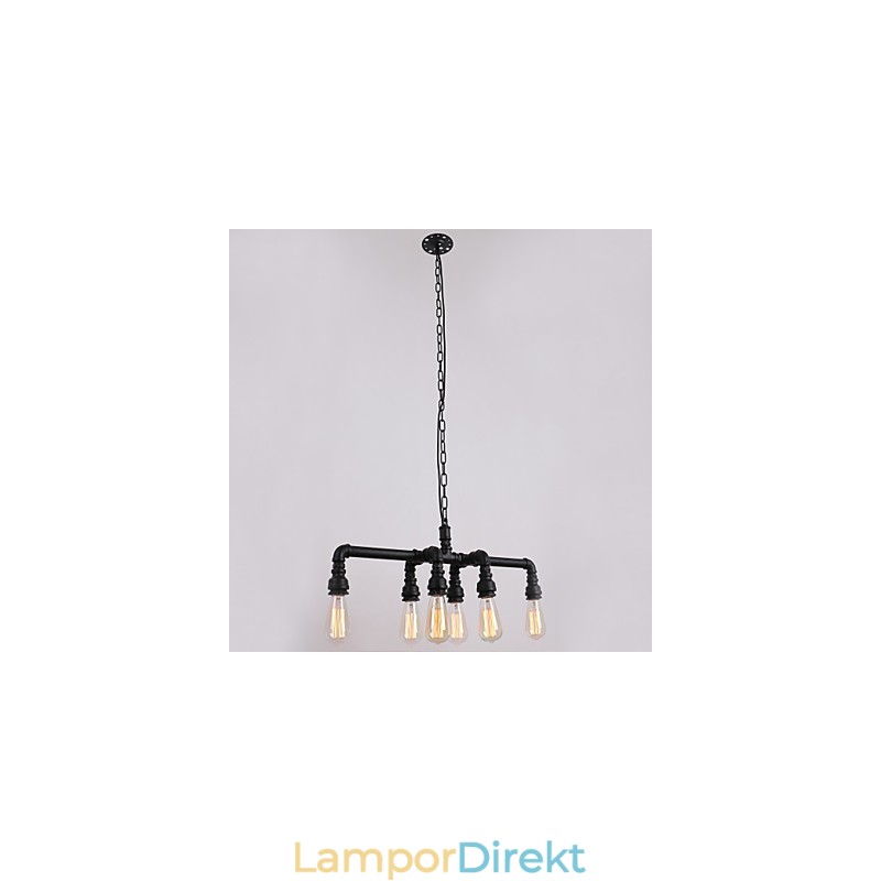 Water Pipe Retro Plating 6Light Painting Pendel