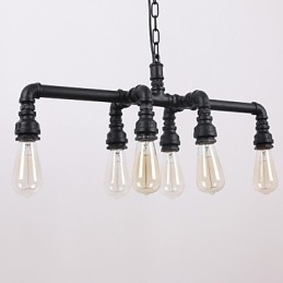 Water Pipe Retro Plating 6Light Painting Pendel
