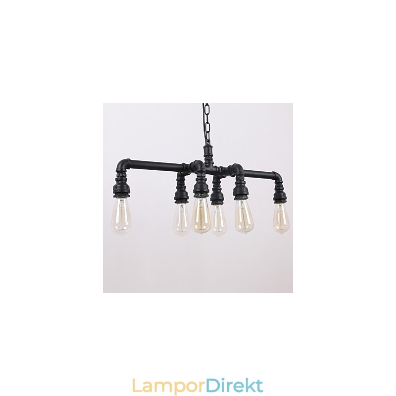 Water Pipe Retro Plating 6Light Painting Pendel