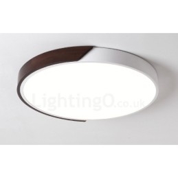 Retro Valnötsfärgad Trä Ultratunt Rund, Dimbar Infälld Taklampa Med Akrylskärm Kan Också Användas Som Vägglampa