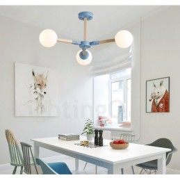 Trä Nordic Modern Magic Bean Trä Molekylär Ljuskrona Med Glasskärmar