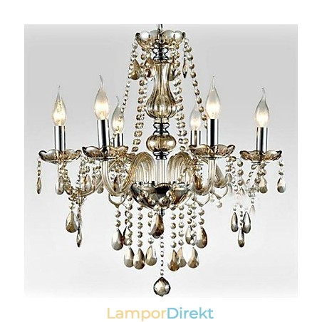 6 Ljus Palatsstilen Ljuskrona Av Glas Med Ljusglödlampa 6 Ljus Palatsstilen Ljuskrona Av Glas Med Ljusglödlampa