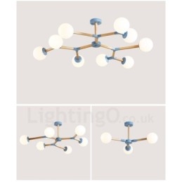Trä Nordic Modern Magic Bean Trä Molekylär Ljuskrona Med Glasskärmar