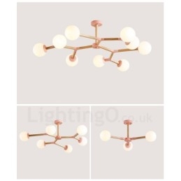 Trä Nordic Modern Magic Bean Trä Molekylär Ljuskrona Med Glasskärmar