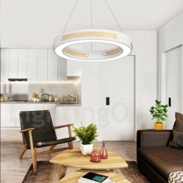 Multi Wood Colors Ring Modern Contemporary Pendellampa Med Akrylskärm