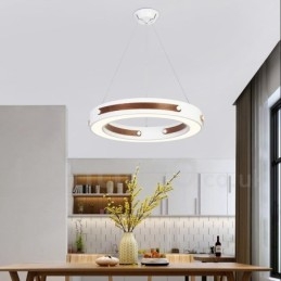 Multi Wood Colors Ring Modern Contemporary Pendellampa Med Akrylskärm