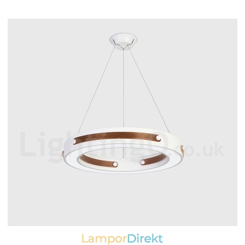 Multi Wood Colors Ring Modern Contemporary Pendellampa Med Akrylskärm