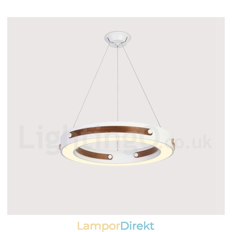 Multi Wood Colors Ring Modern Contemporary Pendellampa Med Akrylskärm