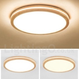 Dimbar Rund Trä Med Lins Modern Modern Nordisk Stil Infälld Taklampa I Trä Med Akrylskärm Och Fjärrkontroll Kan Även Användas Som Vägglampa