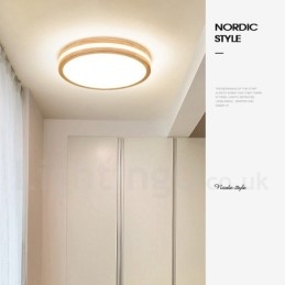 Dimbar Rund Trä Med Lins Modern Modern Nordisk Stil Infälld Taklampa I Trä Med Akrylskärm Och Fjärrkontroll Kan Även Användas Som Vägglampa
