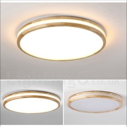 Dimbar Rund Trä Med Lins Modern Modern Nordisk Stil Infälld Taklampa I Trä Med Akrylskärm Och Fjärrkontroll Kan Även Användas Som Vägglampa