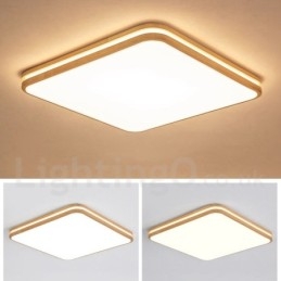 Fyrkantig Trä Med Lins Modern Modern Nordisk Stil Infälld Taklampa I Trä Med Akrylskärm Och Fjärrkontroll Kan Också Användas Som Vägglampa