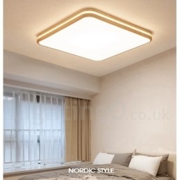 Fyrkantig Trä Med Lins Modern Modern Nordisk Stil Infälld Taklampa I Trä Med Akrylskärm Och Fjärrkontroll Kan Också Användas Som Vägglampa