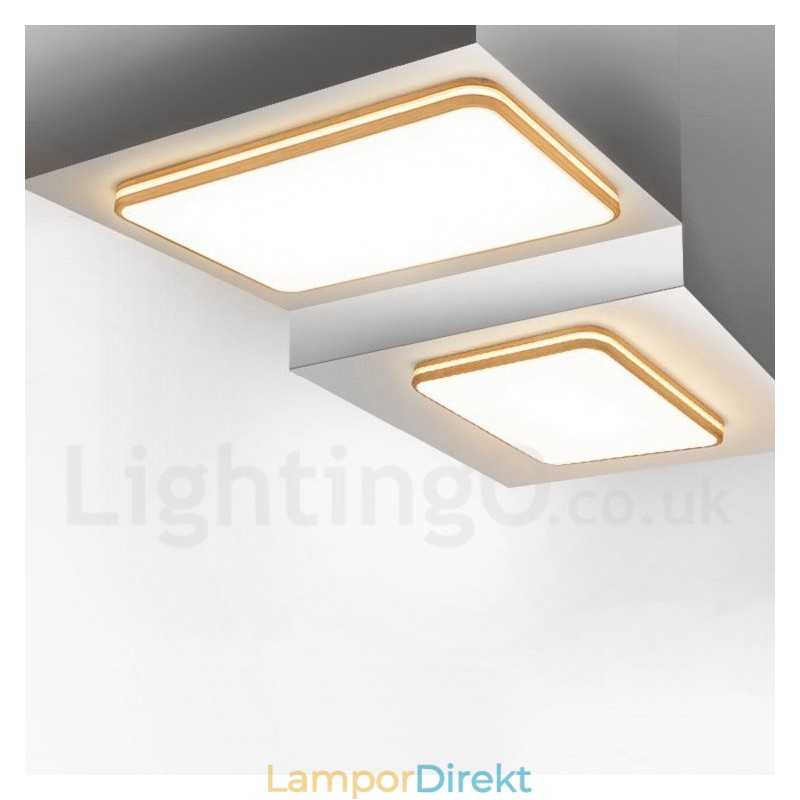 Fyrkantig Trä Med Lins Modern Modern Nordisk Stil Infälld Taklampa I Trä Med Akrylskärm Och Fjärrkontroll Kan Också Användas Som Vägglampa