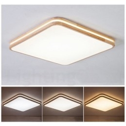 Fyrkantig Trä Med Lins Modern Modern Nordisk Stil Infälld Taklampa I Trä Med Akrylskärm Och Fjärrkontroll Kan Också Användas Som Vägglampa