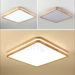 Fyrkantig Trä Med Lins Modern Modern Nordisk Stil Infälld Taklampa I Trä Med Akrylskärm Och Fjärrkontroll Kan Också Användas Som Vägglampa