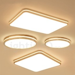 Fyrkantig Trä Med Lins Modern Modern Nordisk Stil Infälld Taklampa I Trä Med Akrylskärm Och Fjärrkontroll Kan Också Användas Som Vägglampa
