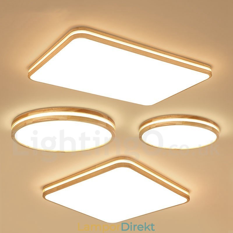 Fyrkantig Trä Med Lins Modern Modern Nordisk Stil Infälld Taklampa I Trä Med Akrylskärm Och Fjärrkontroll Kan Också Användas Som Vägglampa